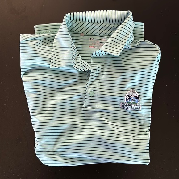 Top of the Rock golf shirt men’s large under armour almst new lime green stripe - Picture 1 of 2